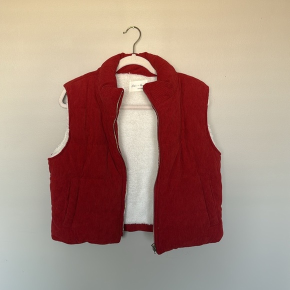 Red Corduroy and Fleece Vest - Picture 1 of 7